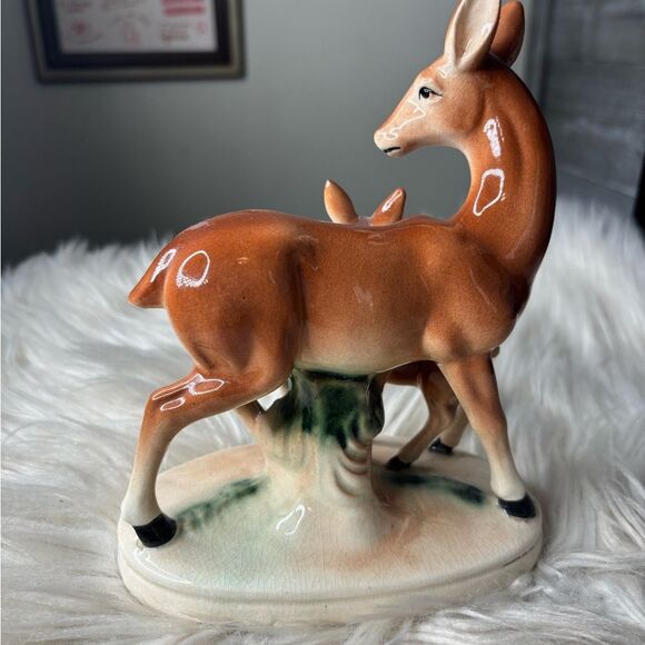 Made in Japan vintage Ceramic Deer fawn Figurine  cottage core home decor - Picture 3 of 5